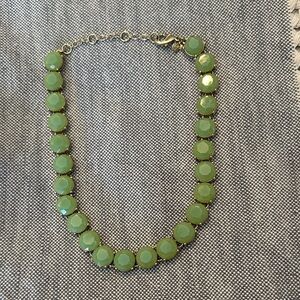 J. Crew Green gemstone and gold necklace in like new condition.